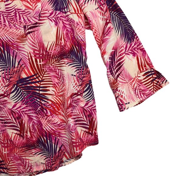 Como Blu Plus size Hot pink Multicolor Tropical print Blouse Women's size 3XL - Picture 5 of 8